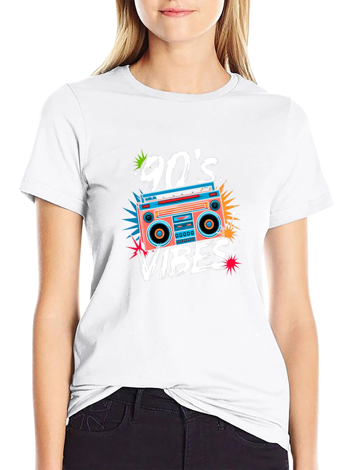 90s Vibes Retro Boombox Graphic Tee