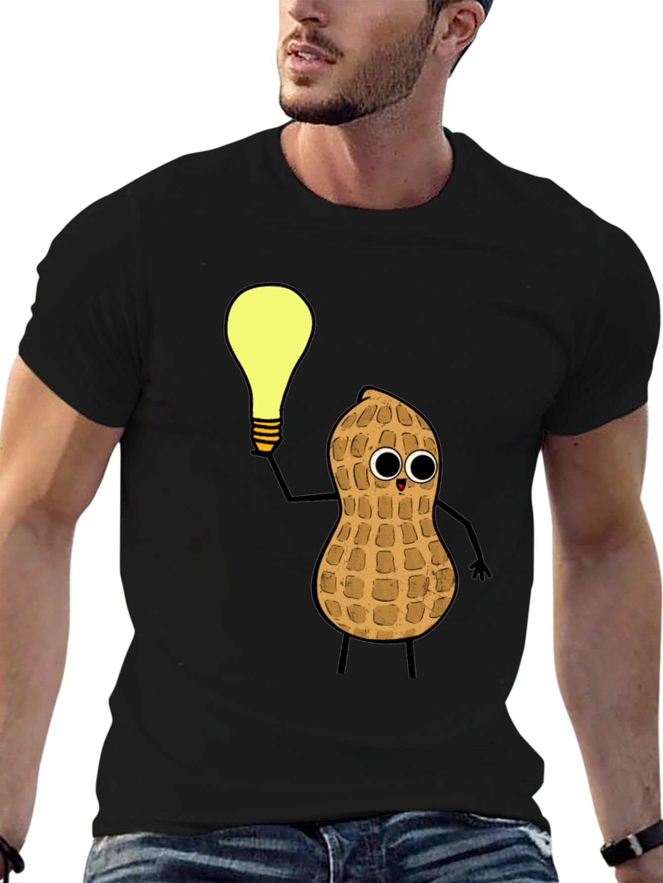 Funny Peanut Idea Black T-Shirt