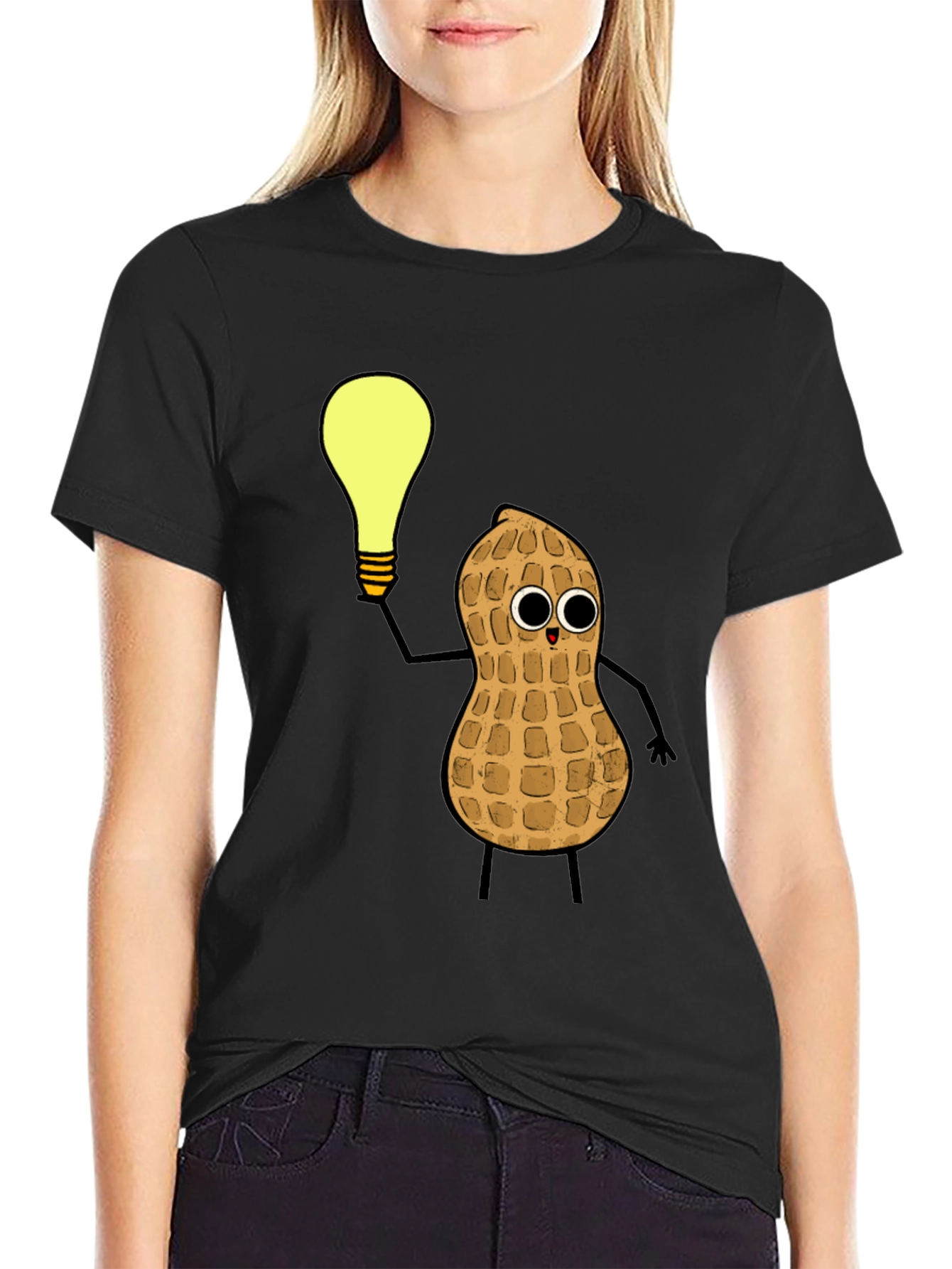 Funny Peanut Idea Black T-Shirt