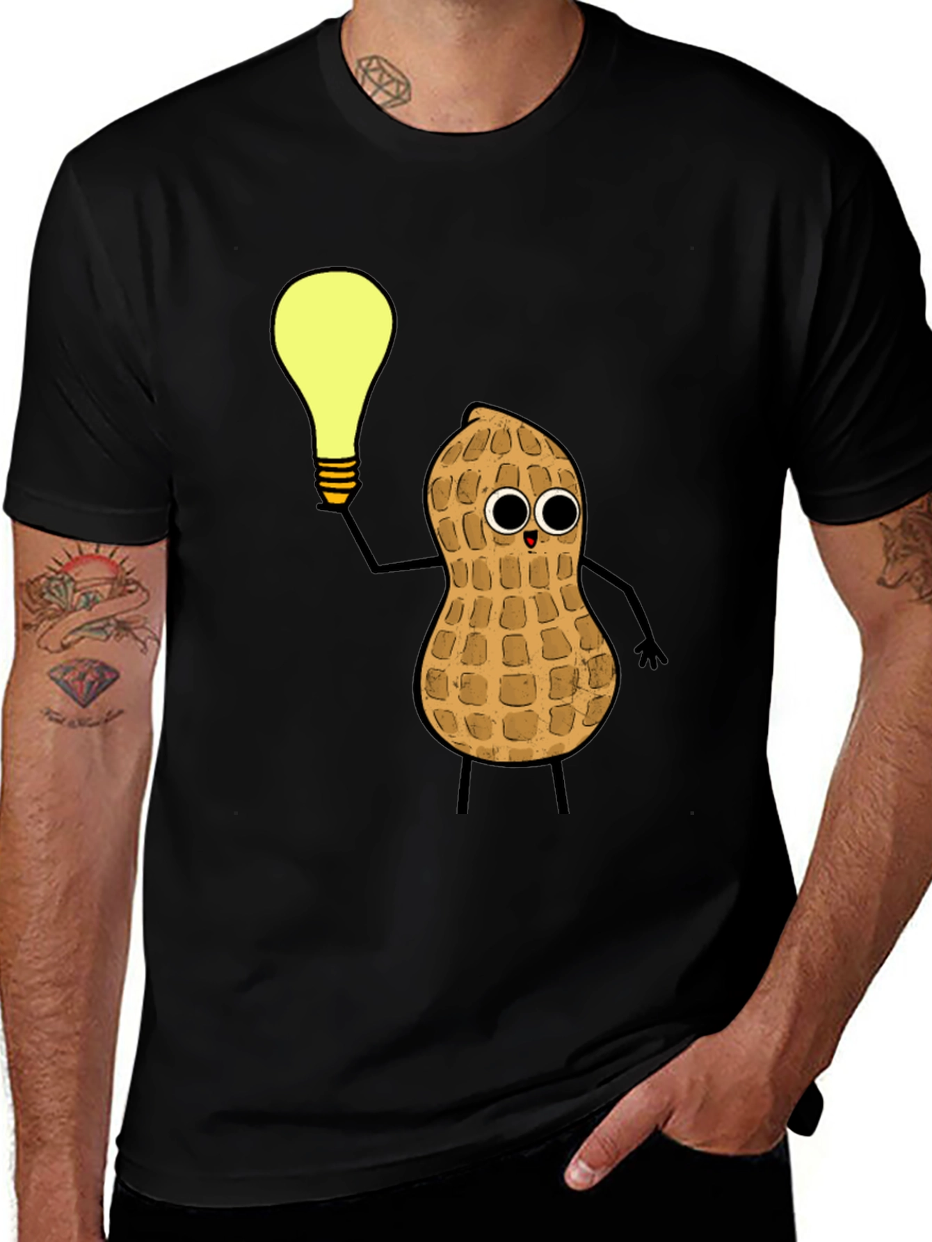 Funny Peanut Idea Black T-Shirt