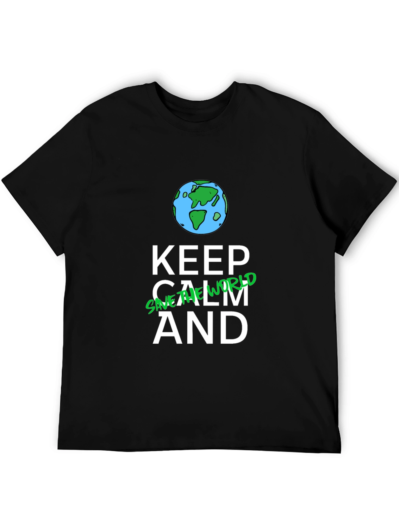 Keep Calm and Save the World Black T-Shirt