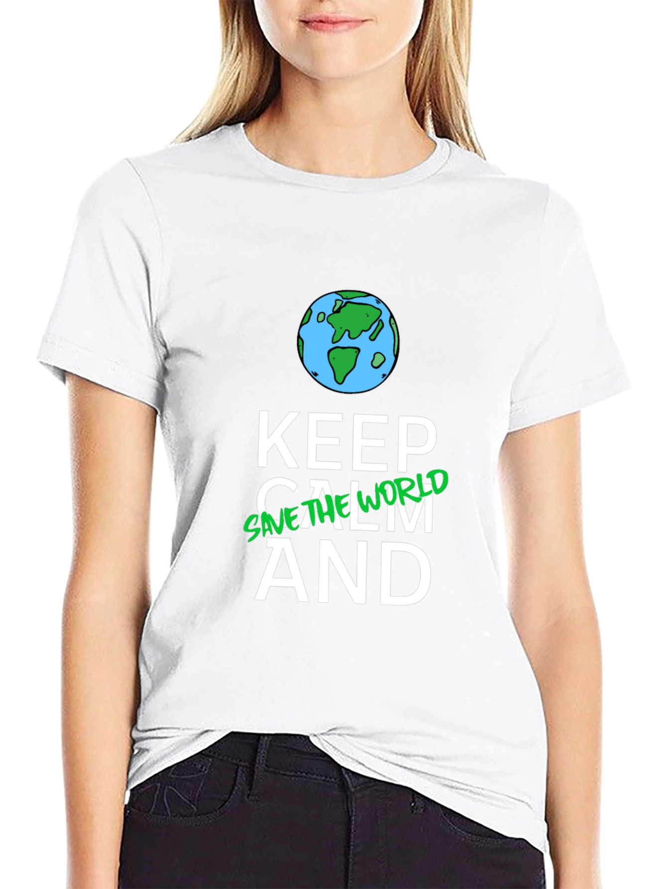 Keep Calm and Save the World Black T-Shirt