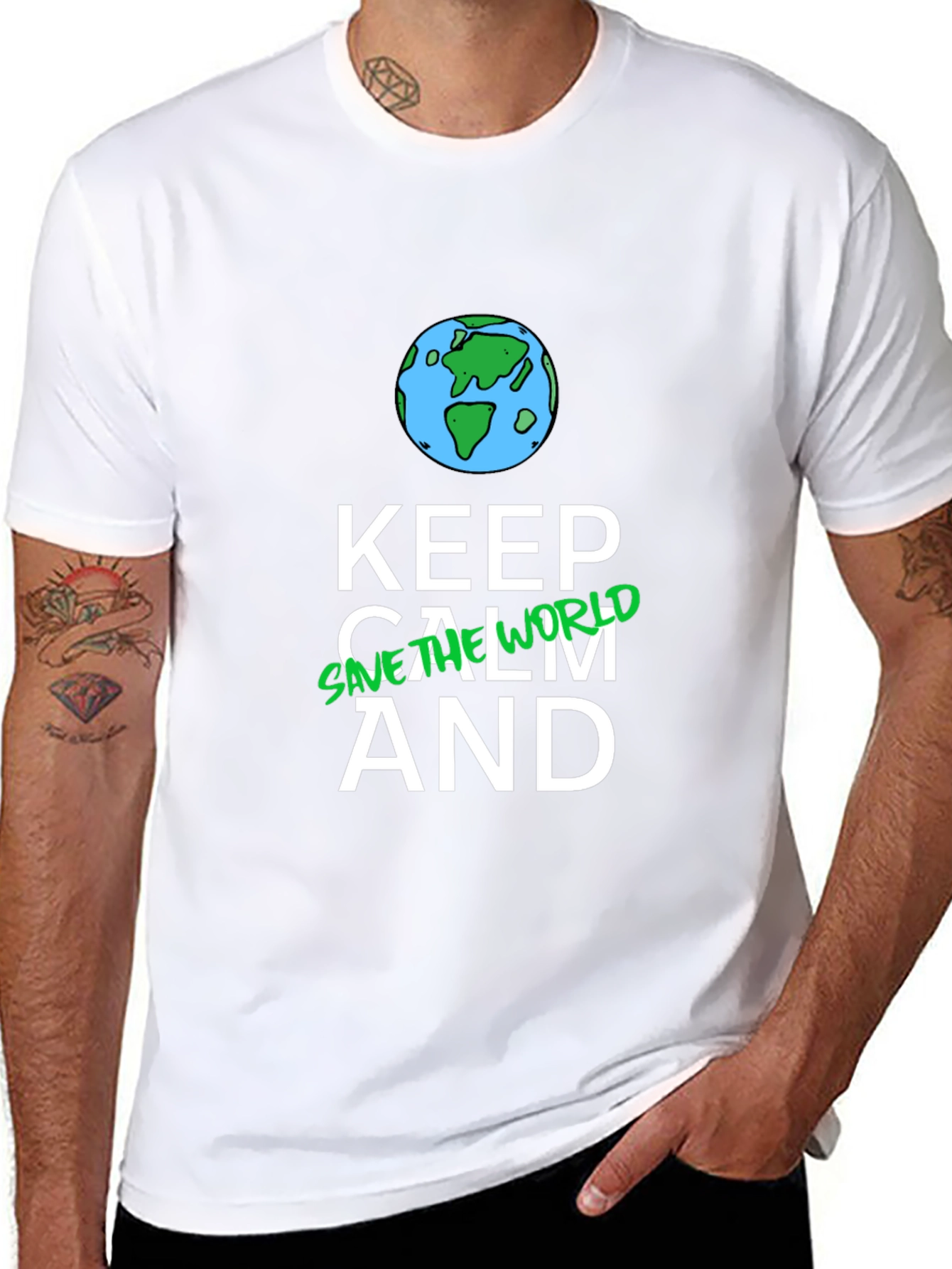 Keep Calm and Save the World Black T-Shirt