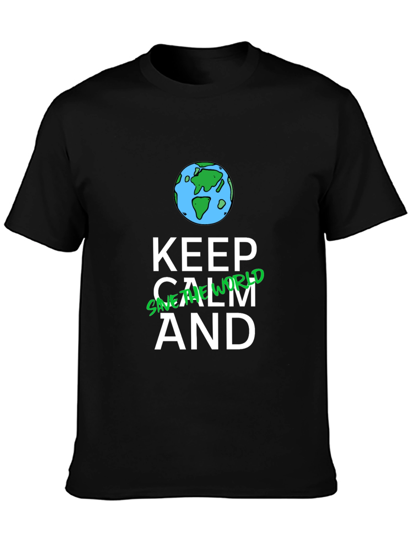 Keep Calm and Save the World Black T-Shirt
