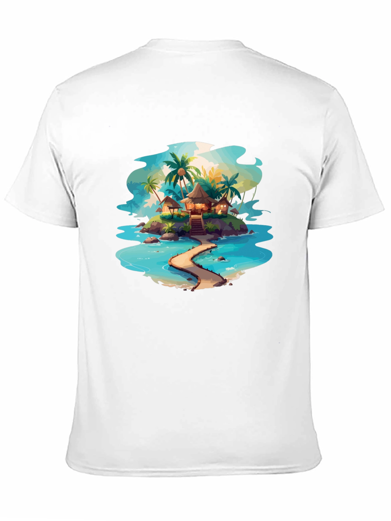 Tropical Island Graphic Black T-Shirt