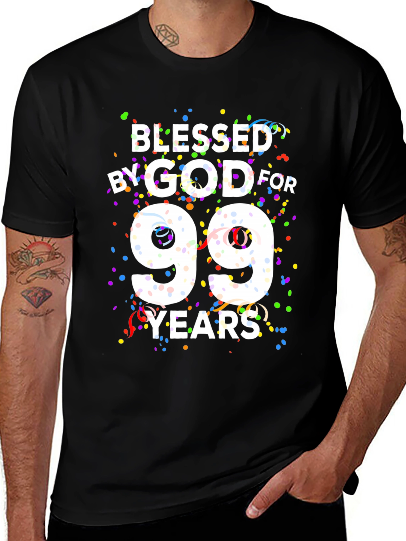 Blessed By God For 99 Years Black T-Shirt