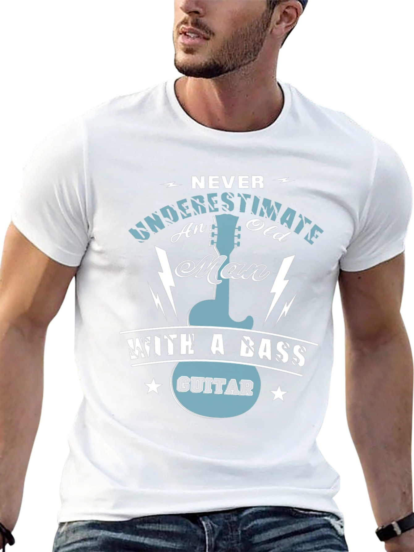 Never Underestimate T-Shirt - Bass Guitar Old Man