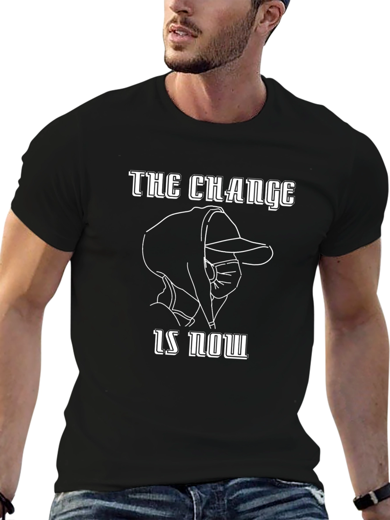 The Change is Now Black Graphic T-Shirt