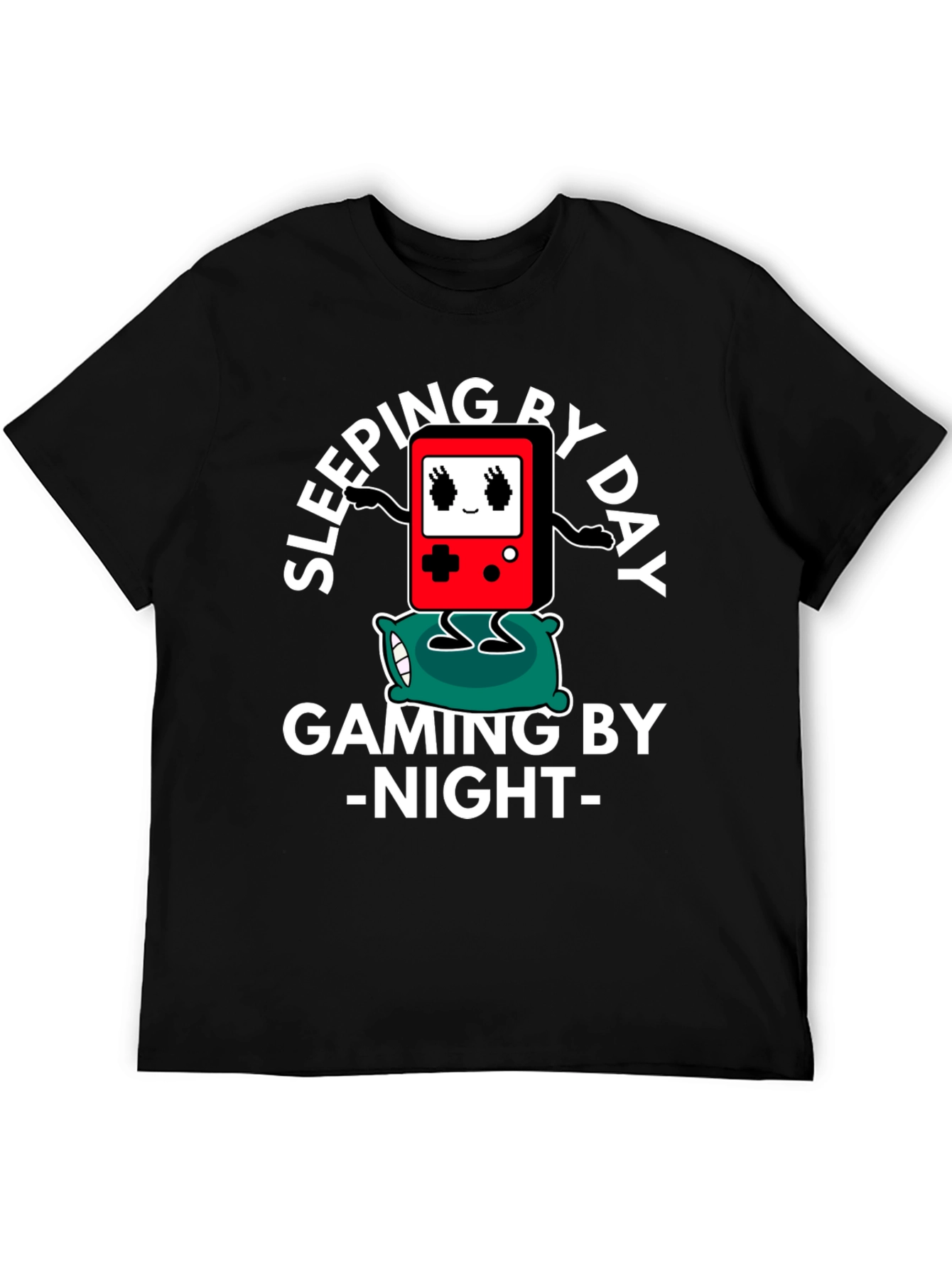 Gamer T-Shirt Sleeping by Day Gaming by Night Black
