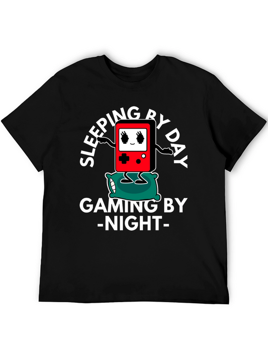 Gamer T-Shirt Sleeping by Day Gaming by Night Black