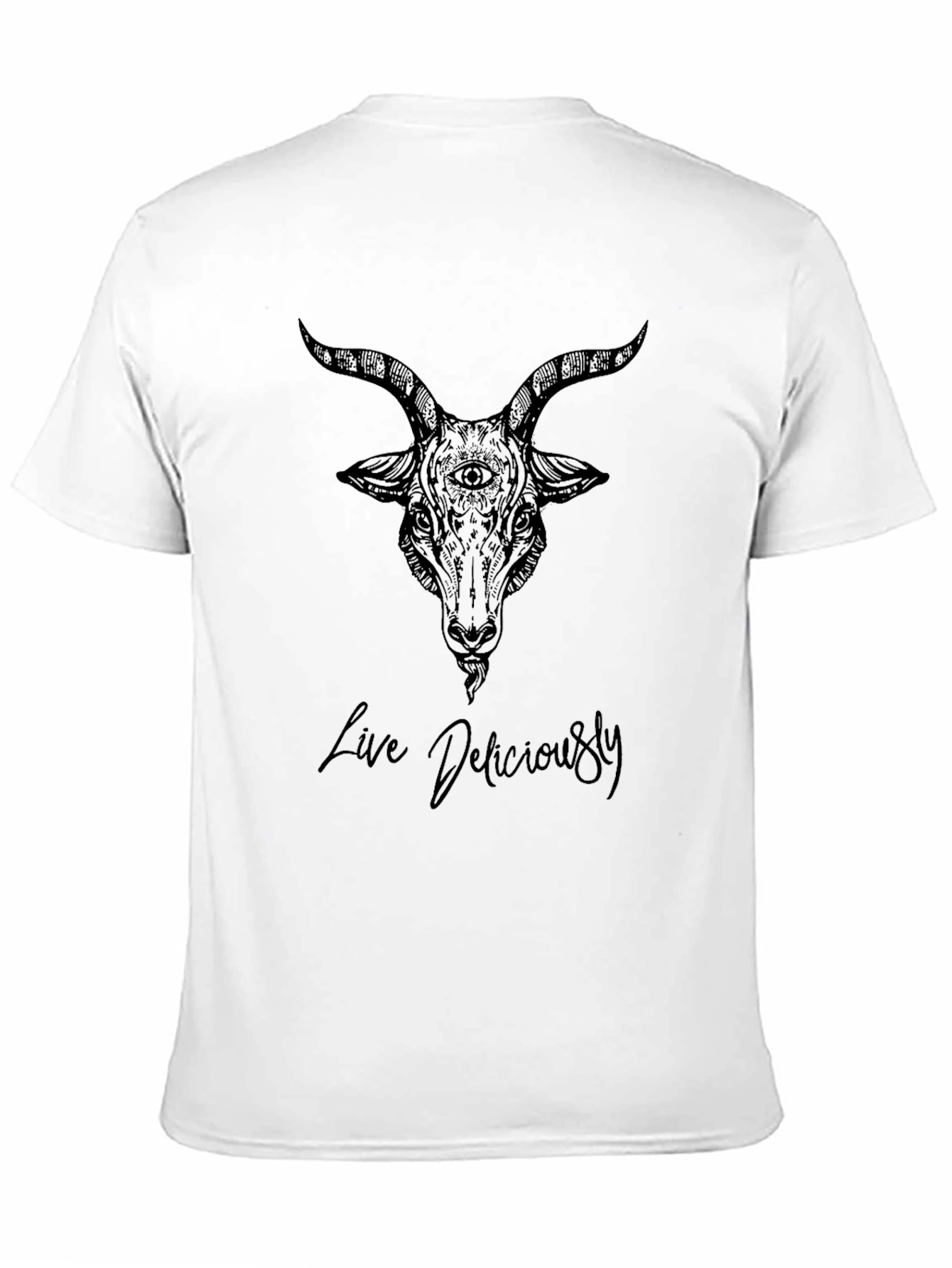 Live Deliciously Goat Head Graphic Tee - Black