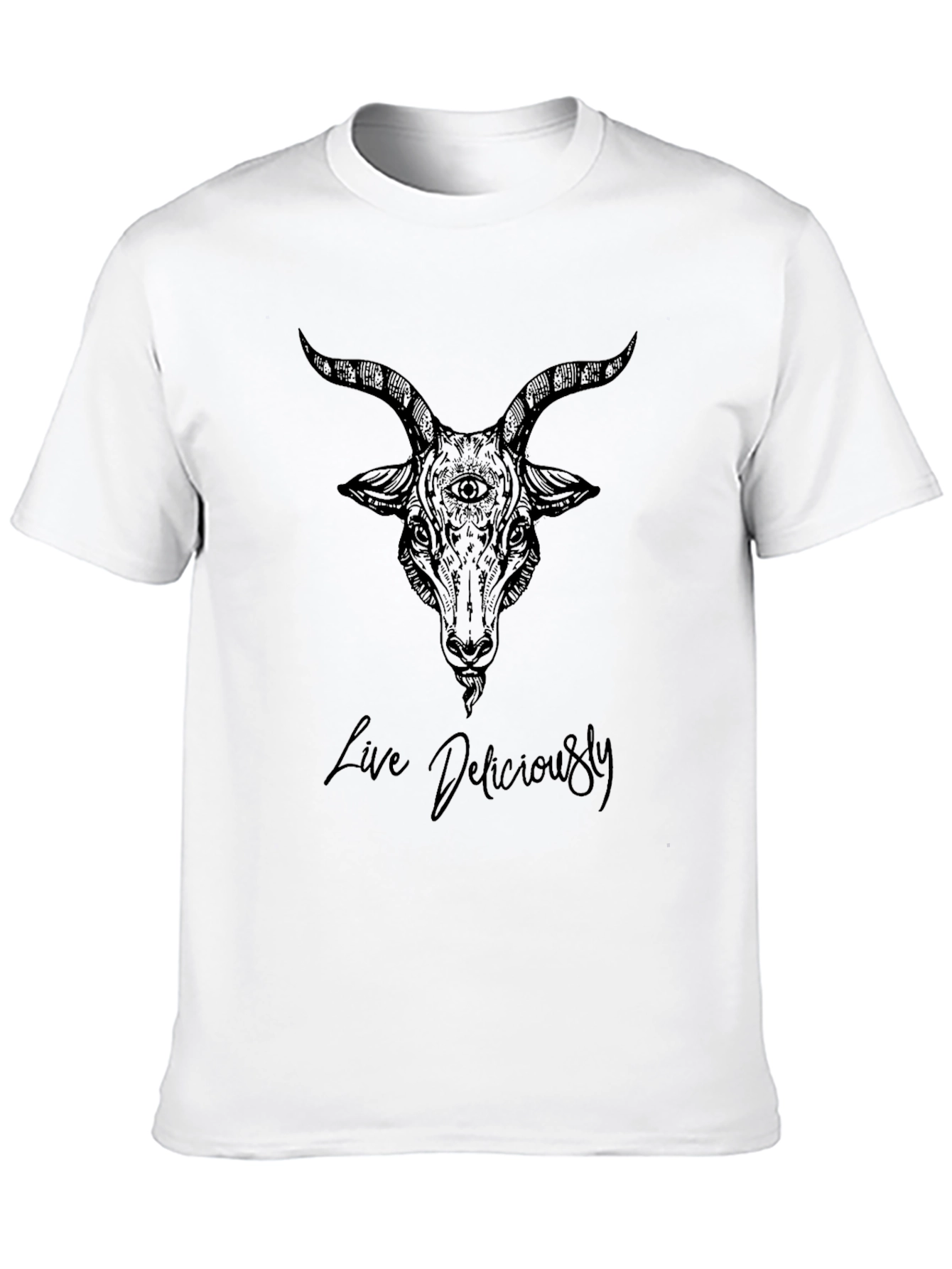 Live Deliciously Goat Head Graphic Tee - Black