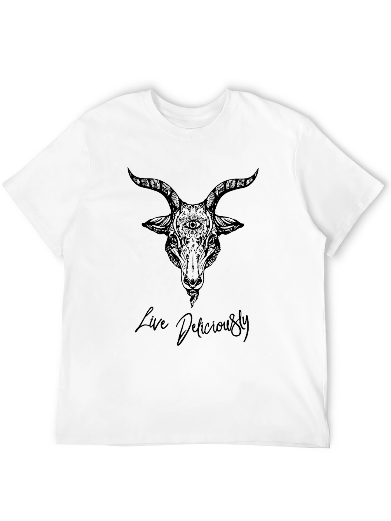 Live Deliciously Goat Head Graphic Tee - Black