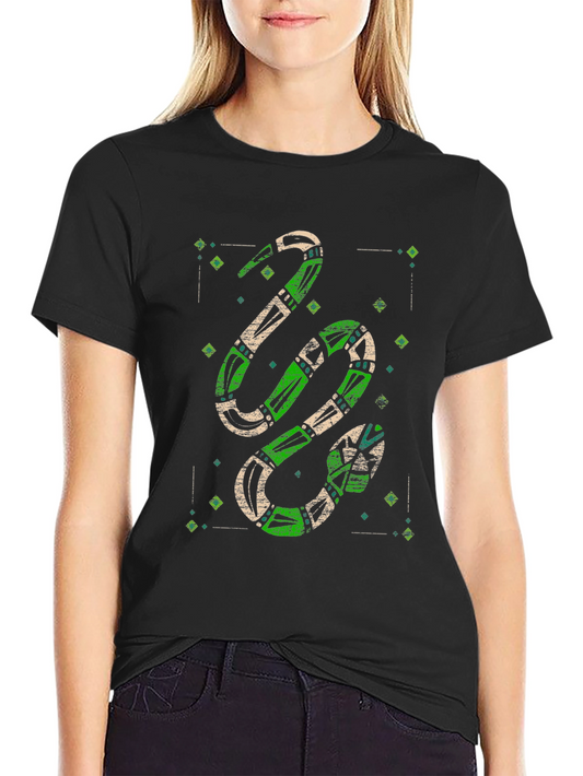 Green Snake Print Graphic Tee - Mens Black T-Shirt