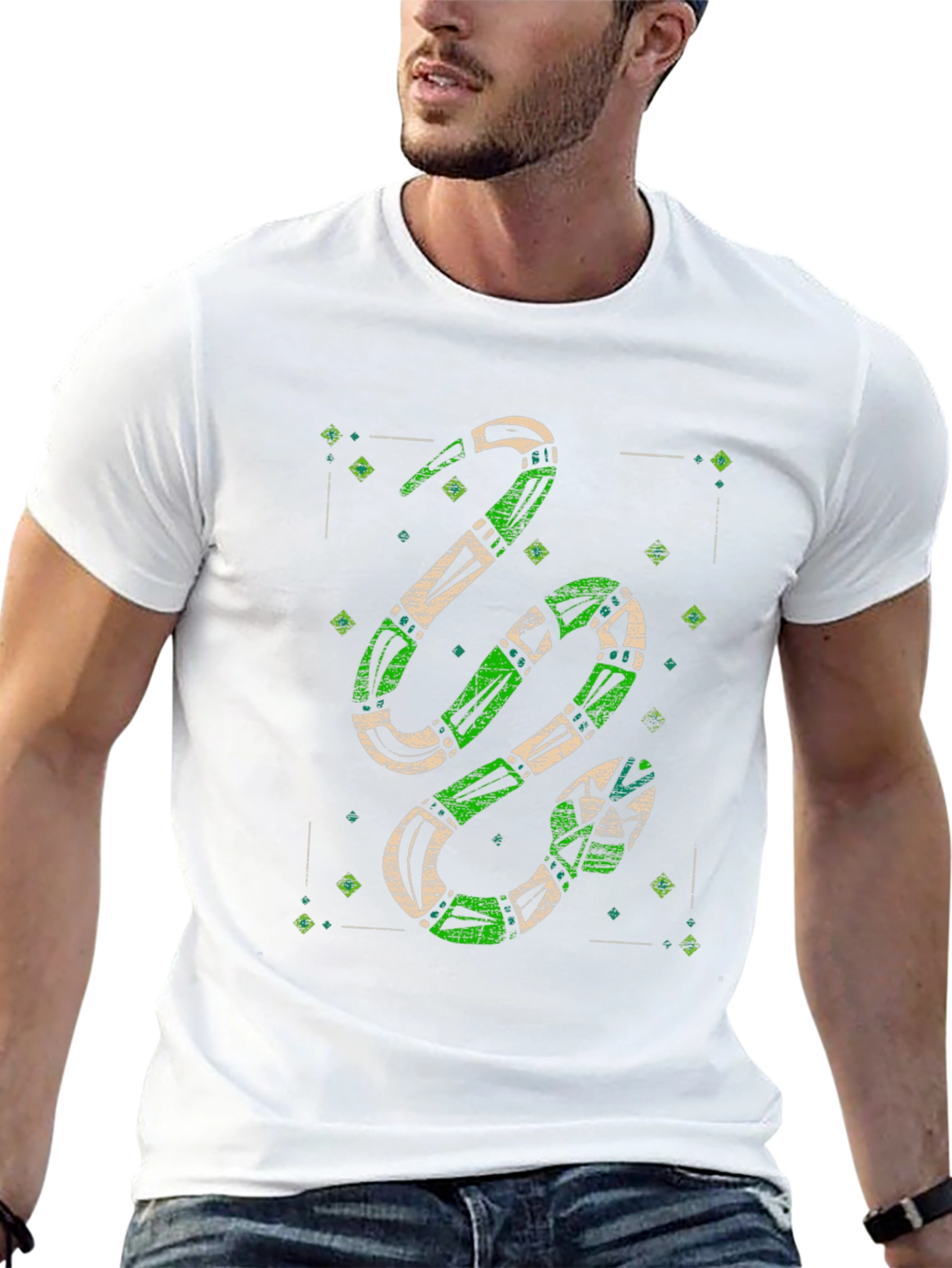 Green Snake Print Graphic Tee - Mens Black T-Shirt