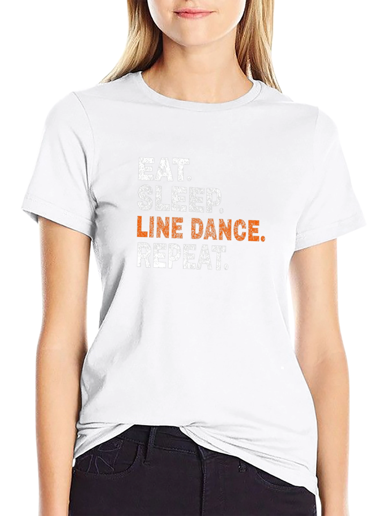 Eat Sleep Line Dance Repeat Black T-Shirt