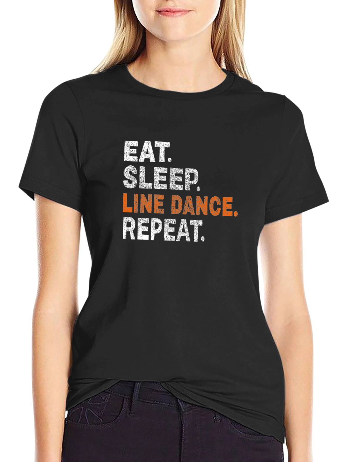 Eat Sleep Line Dance Repeat Black T-Shirt