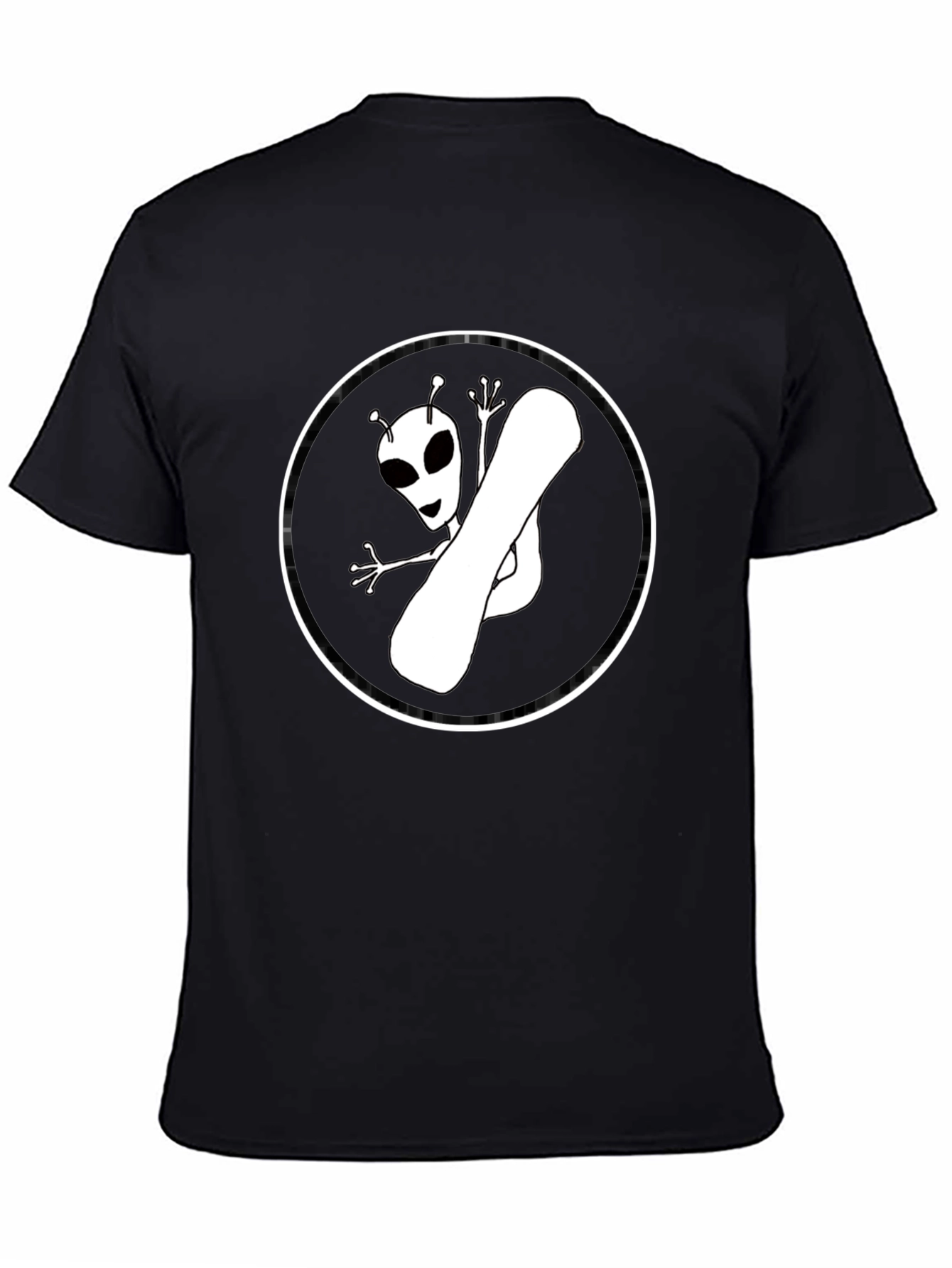 Alien Snowboarder Graphic Tee - Black Cotton T-Shirt