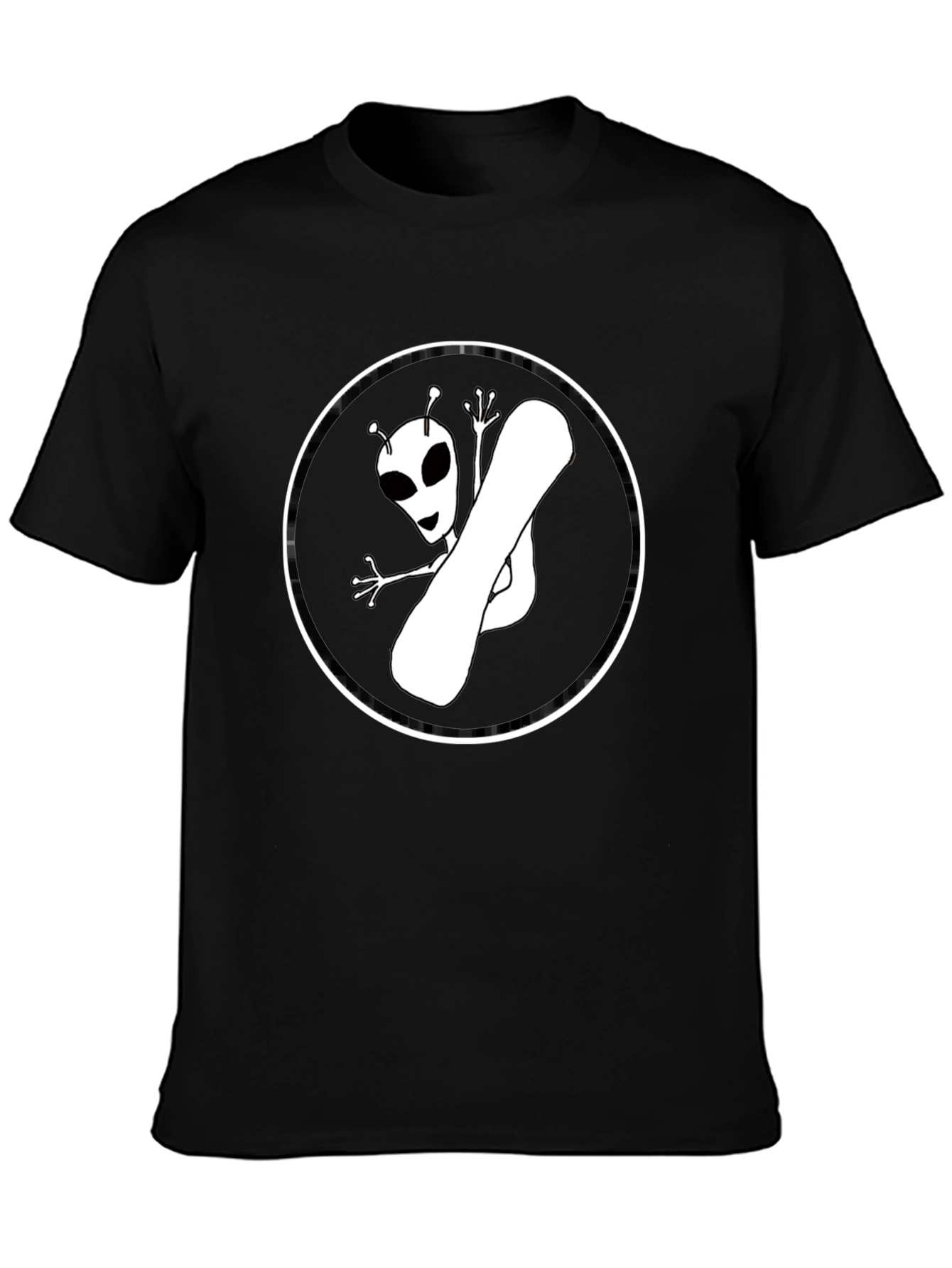 Alien Snowboarder Graphic Tee - Black Cotton T-Shirt
