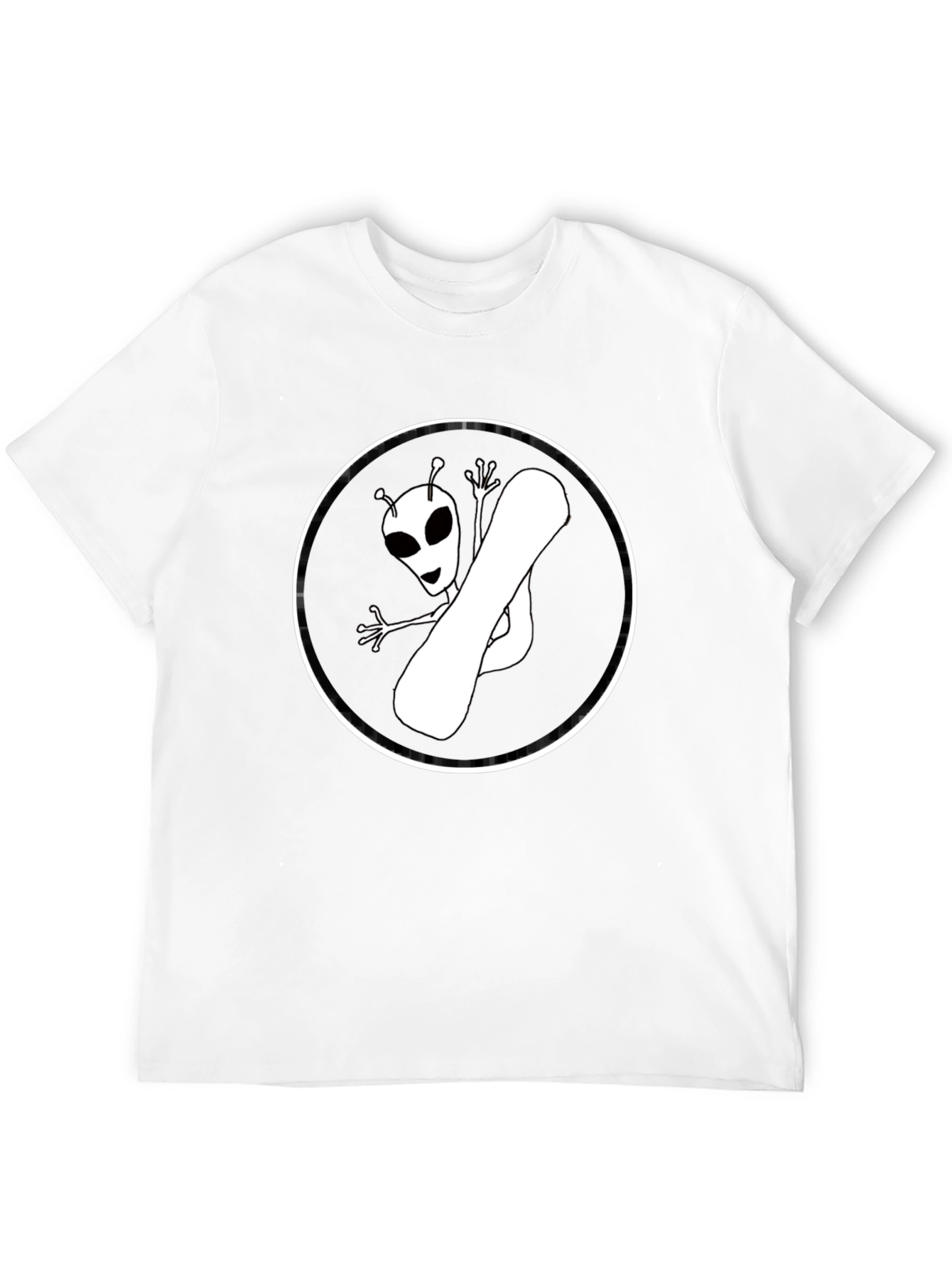 Alien Snowboarder Graphic Tee - Black Cotton T-Shirt