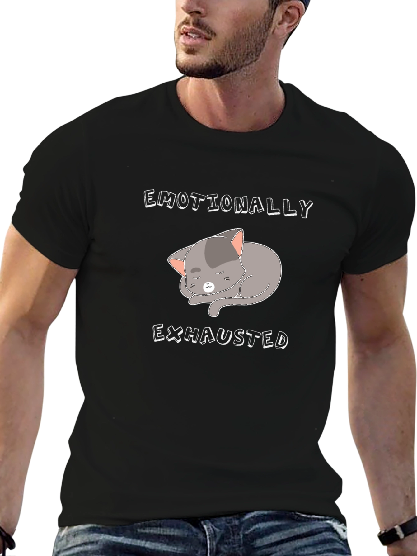 Emotionally Exhausted Cat T-Shirt - Unisex