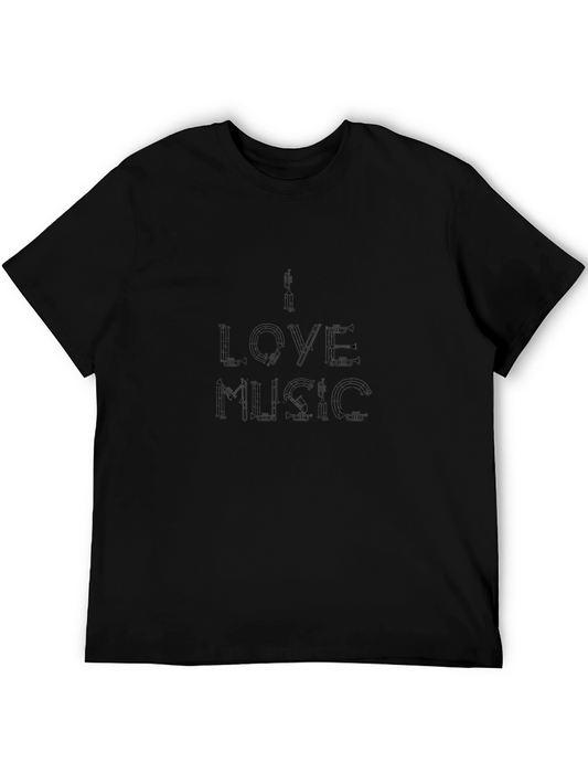 I Love Music Black Graphic T-Shirt