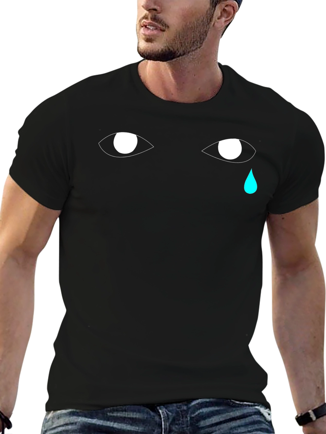 Tearful Eyes Graphic Tee - Black Cotton Comfort