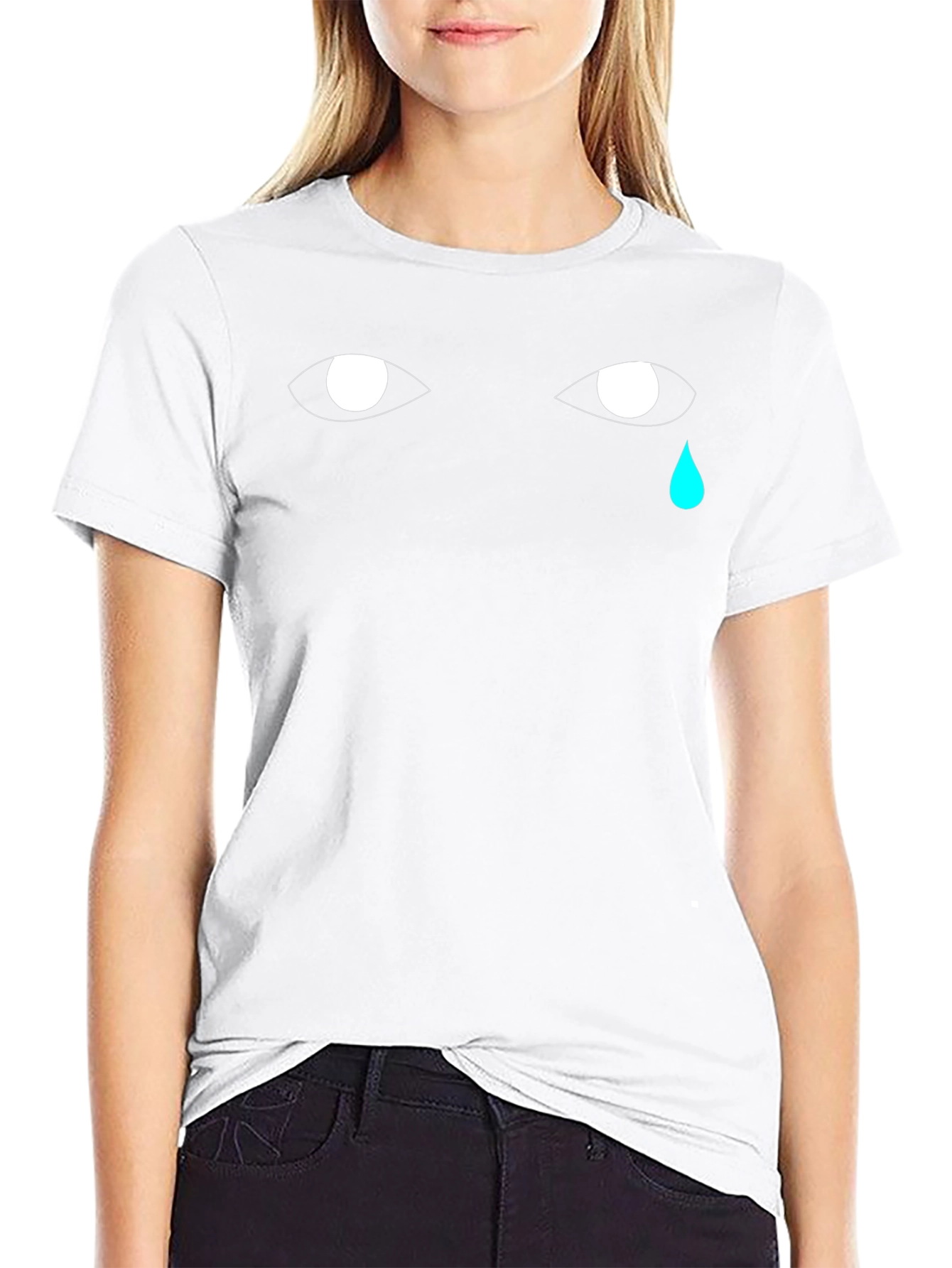 Tearful Eyes Graphic Tee - Black Cotton Comfort