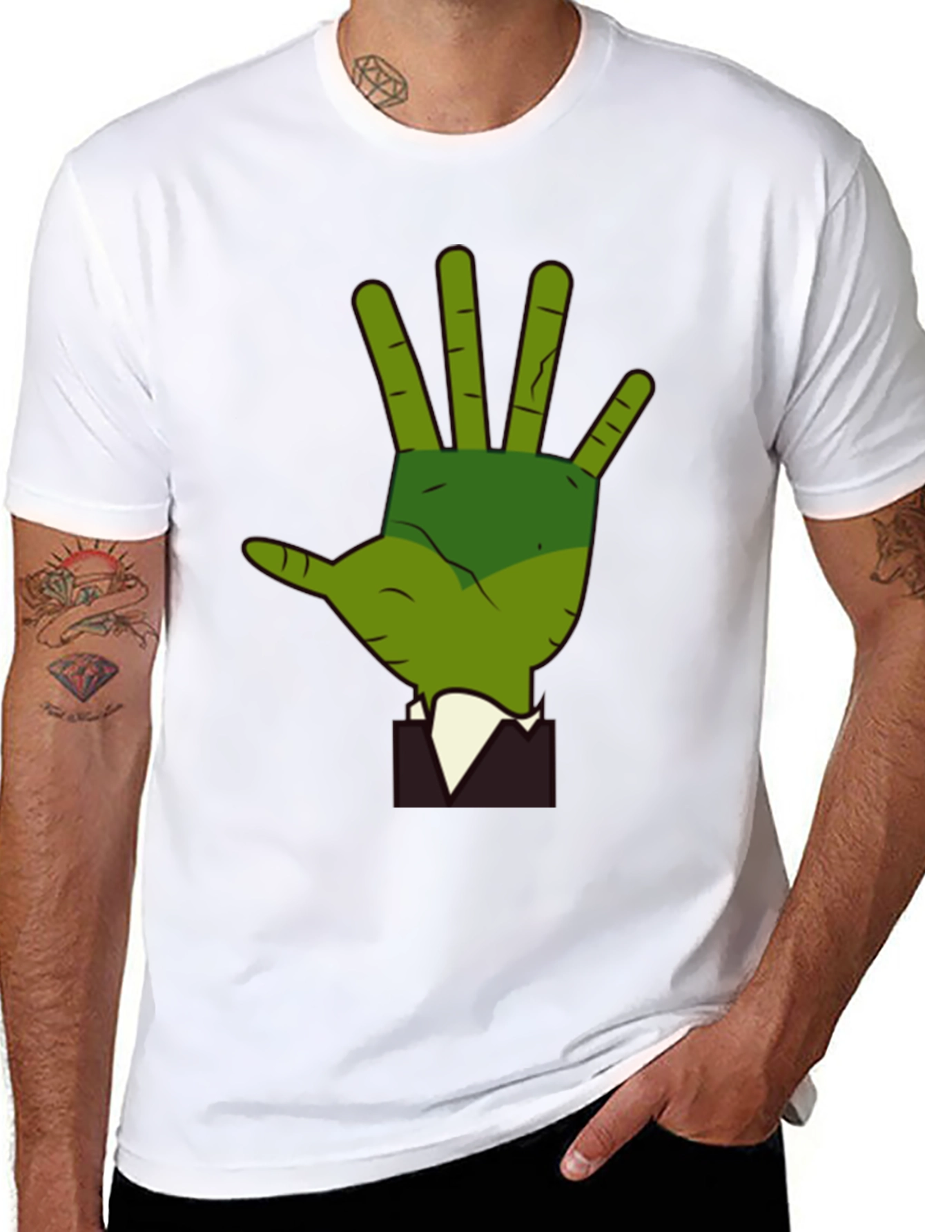 Green Hand Graphic Tee - Quirky Style