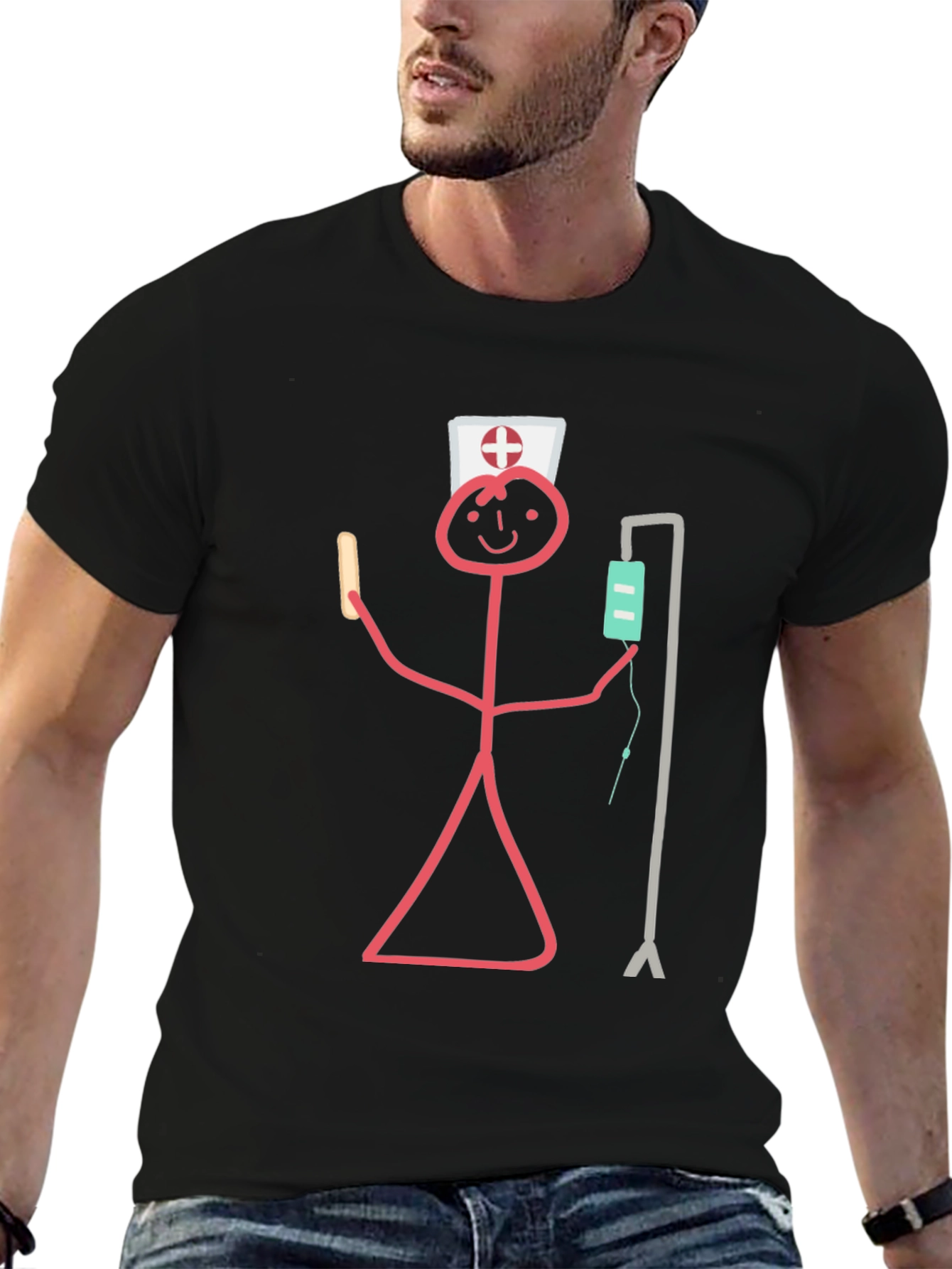 Funny Stick Figure Nurse T-Shirt - Novelty Graphic Tee