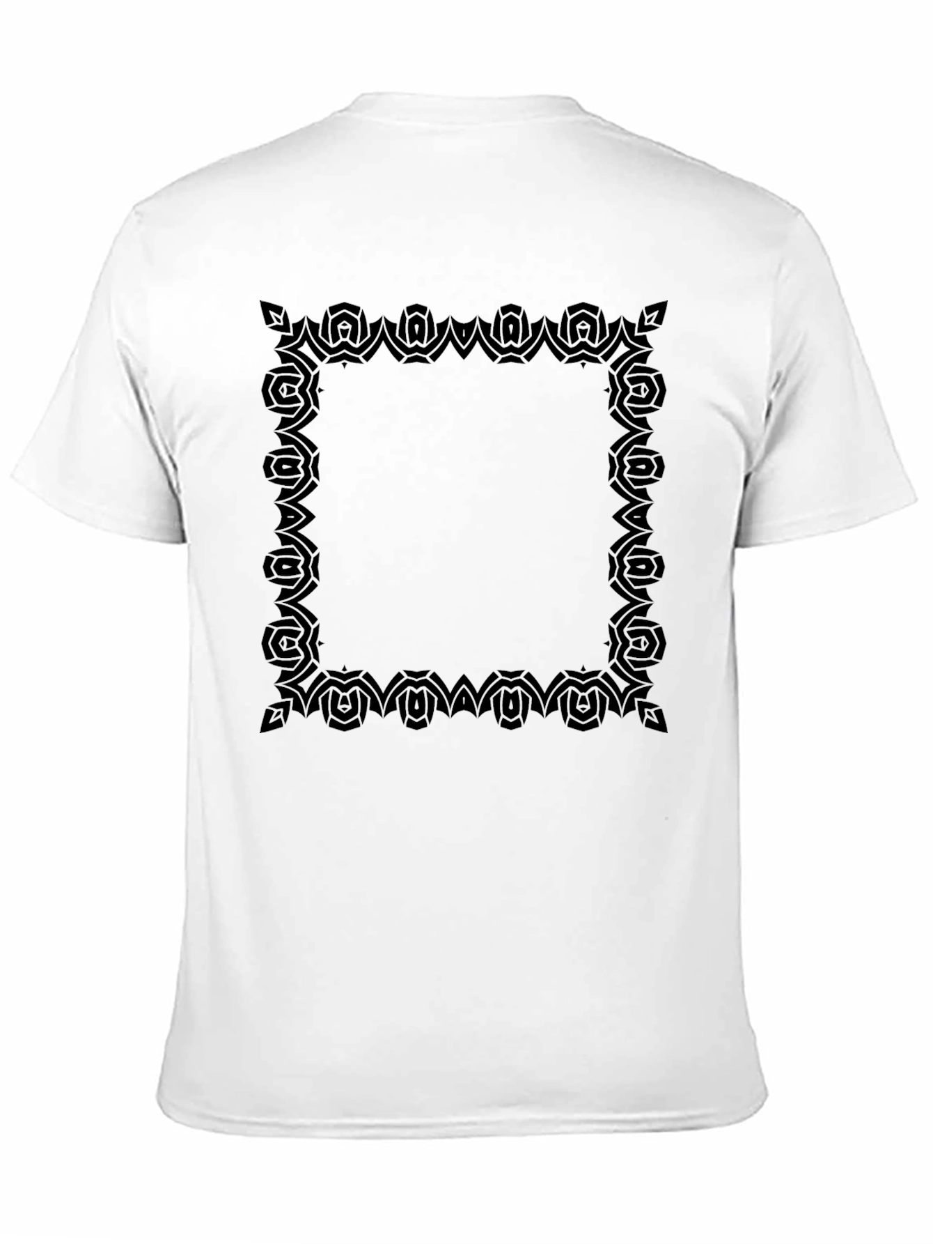 Stylish Black T-Shirt with Ornamental Square Print