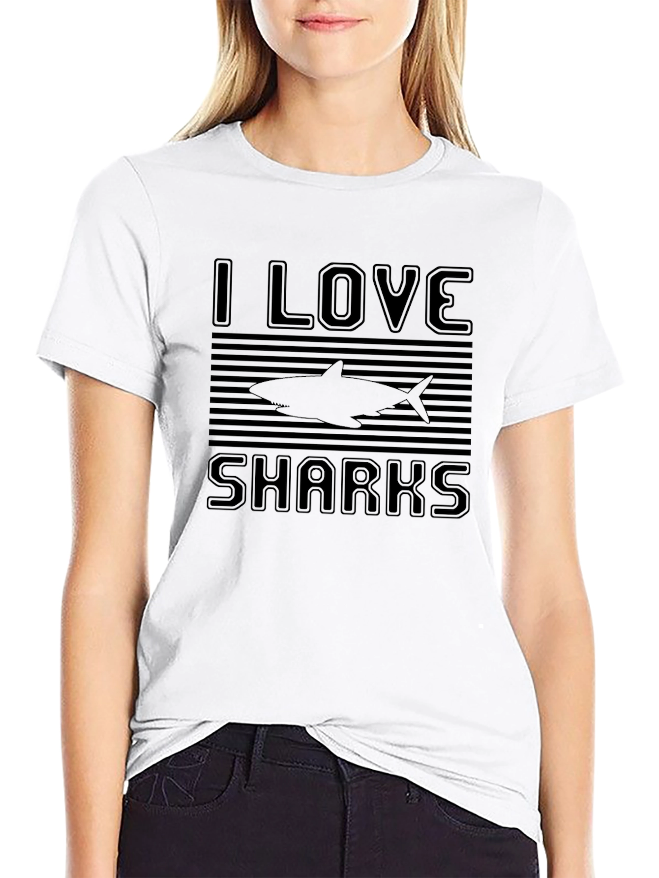 I Love Sharks T-Shirt - Mens Black Graphic Tee