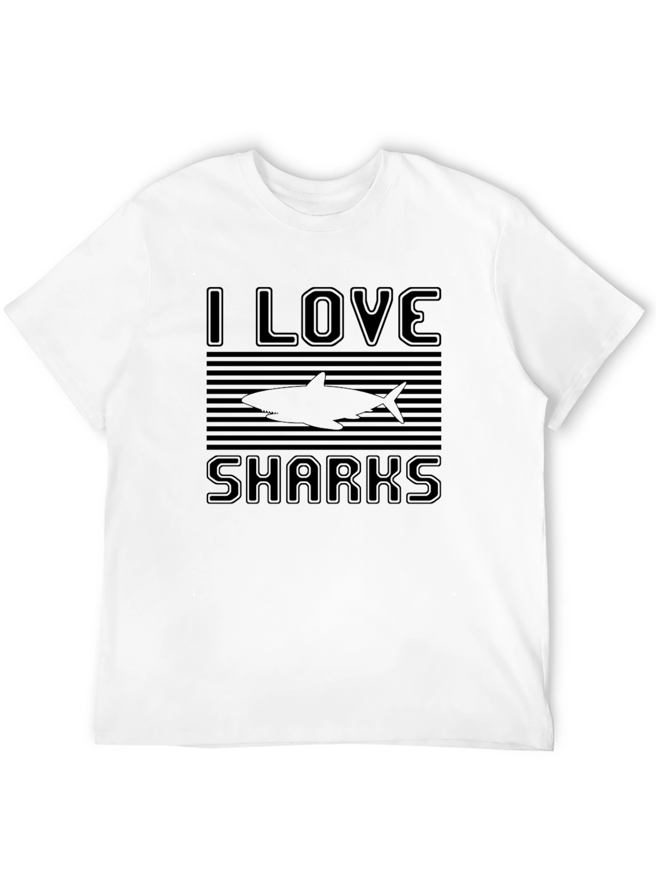 I Love Sharks T-Shirt - Mens Black Graphic Tee