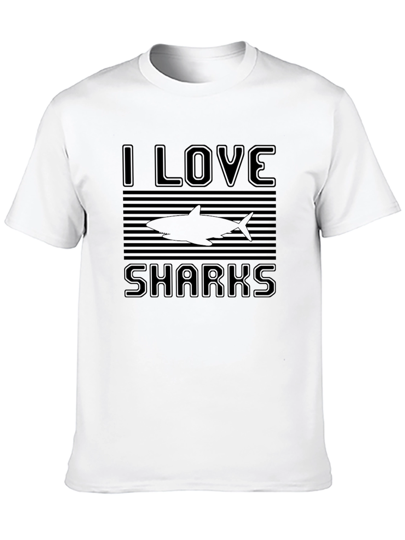 I Love Sharks T-Shirt - Mens Black Graphic Tee