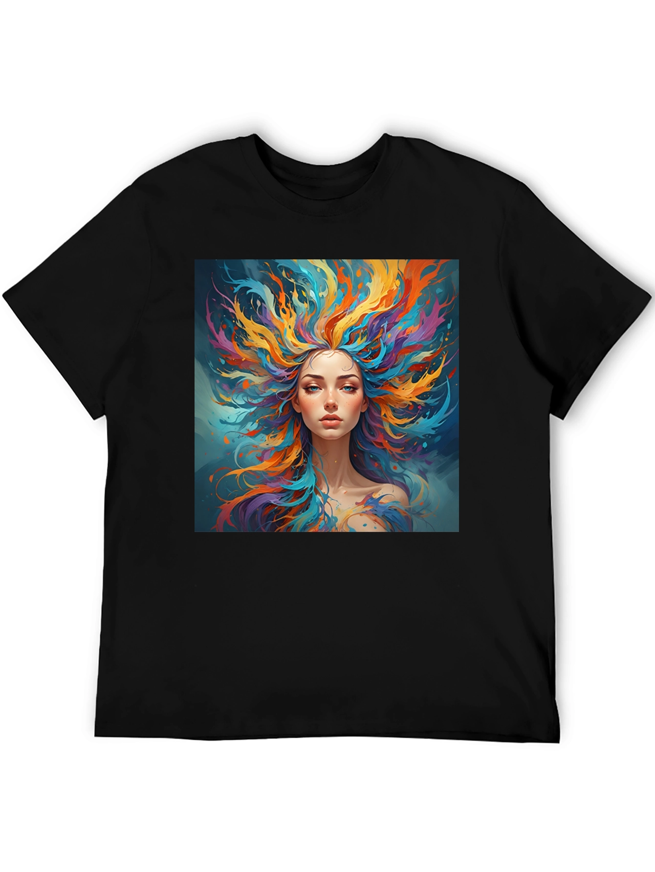Artistic Woman Graphic Black T-Shirt