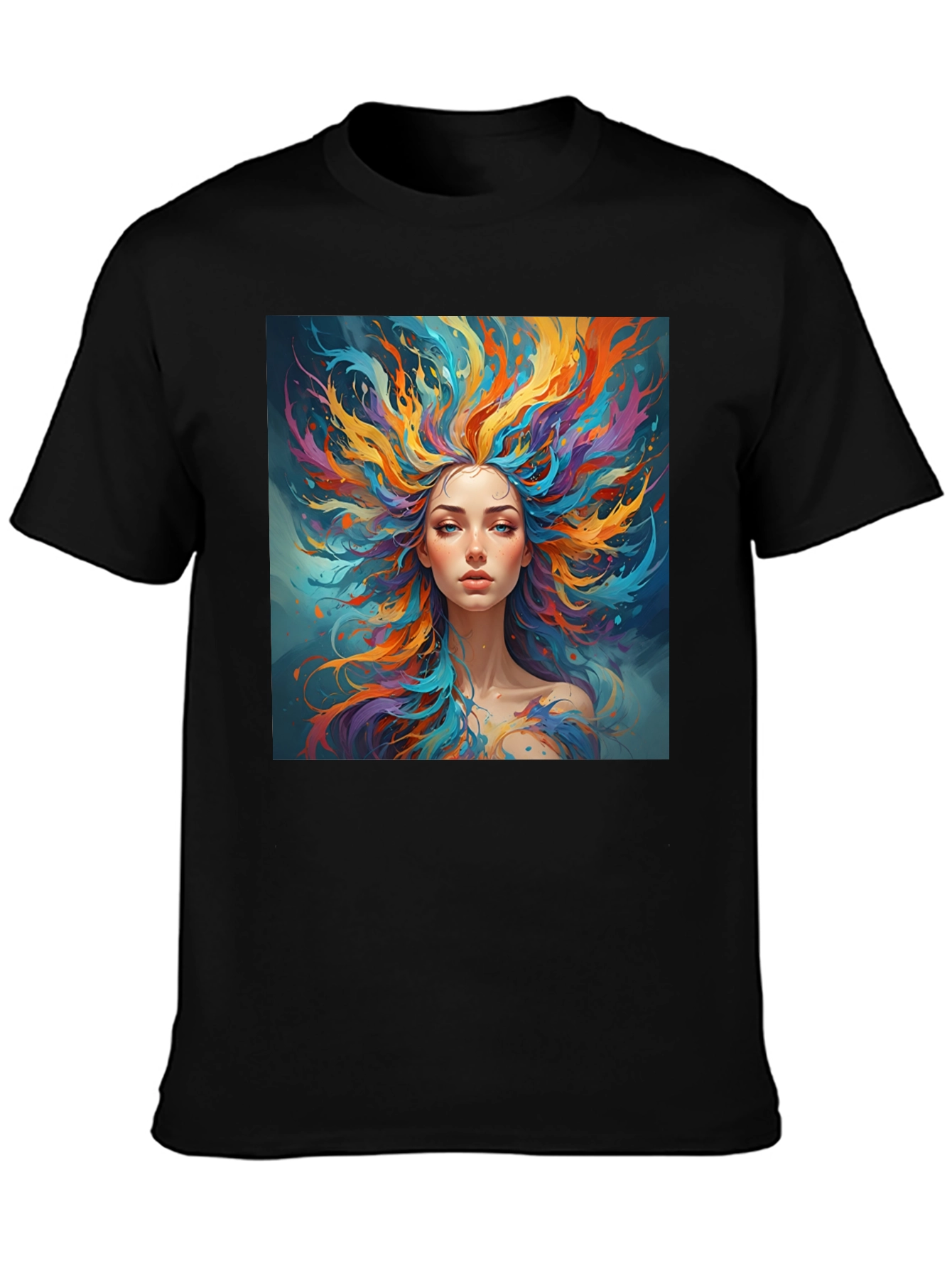 Artistic Woman Graphic Black T-Shirt