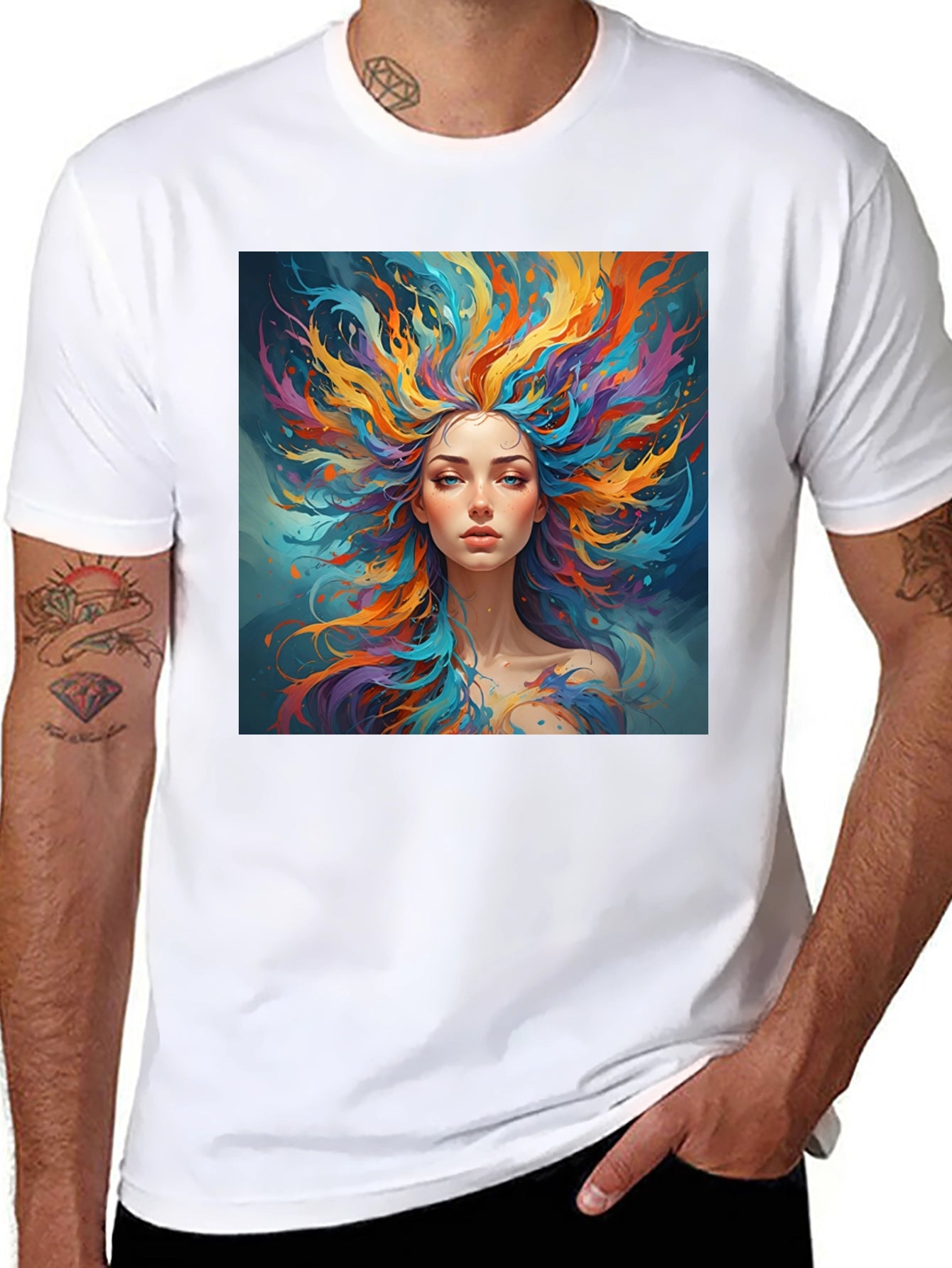 Artistic Woman Graphic Black T-Shirt