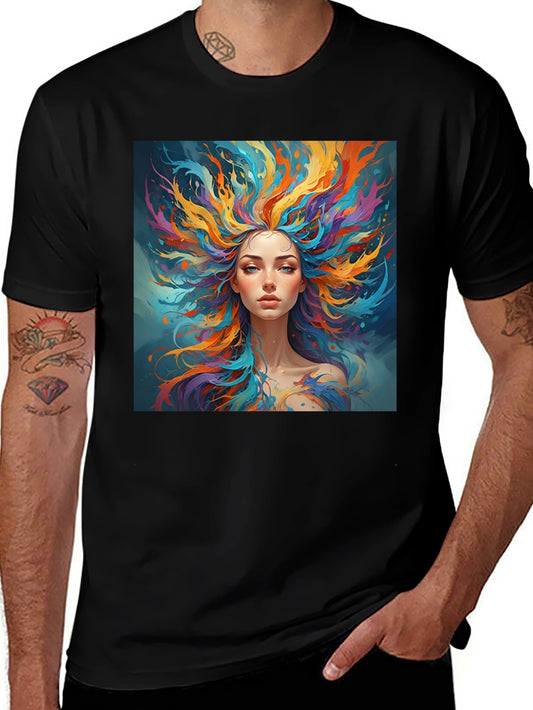 Artistic Woman Graphic Black T-Shirt
