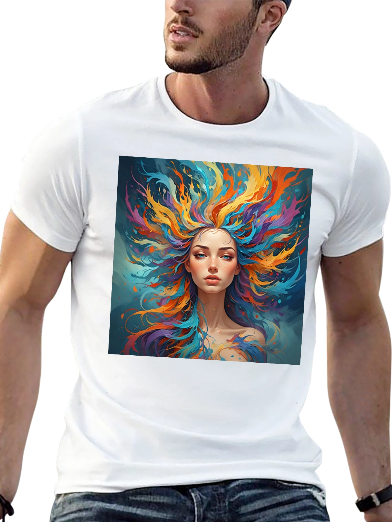Artistic Woman Graphic Black T-Shirt