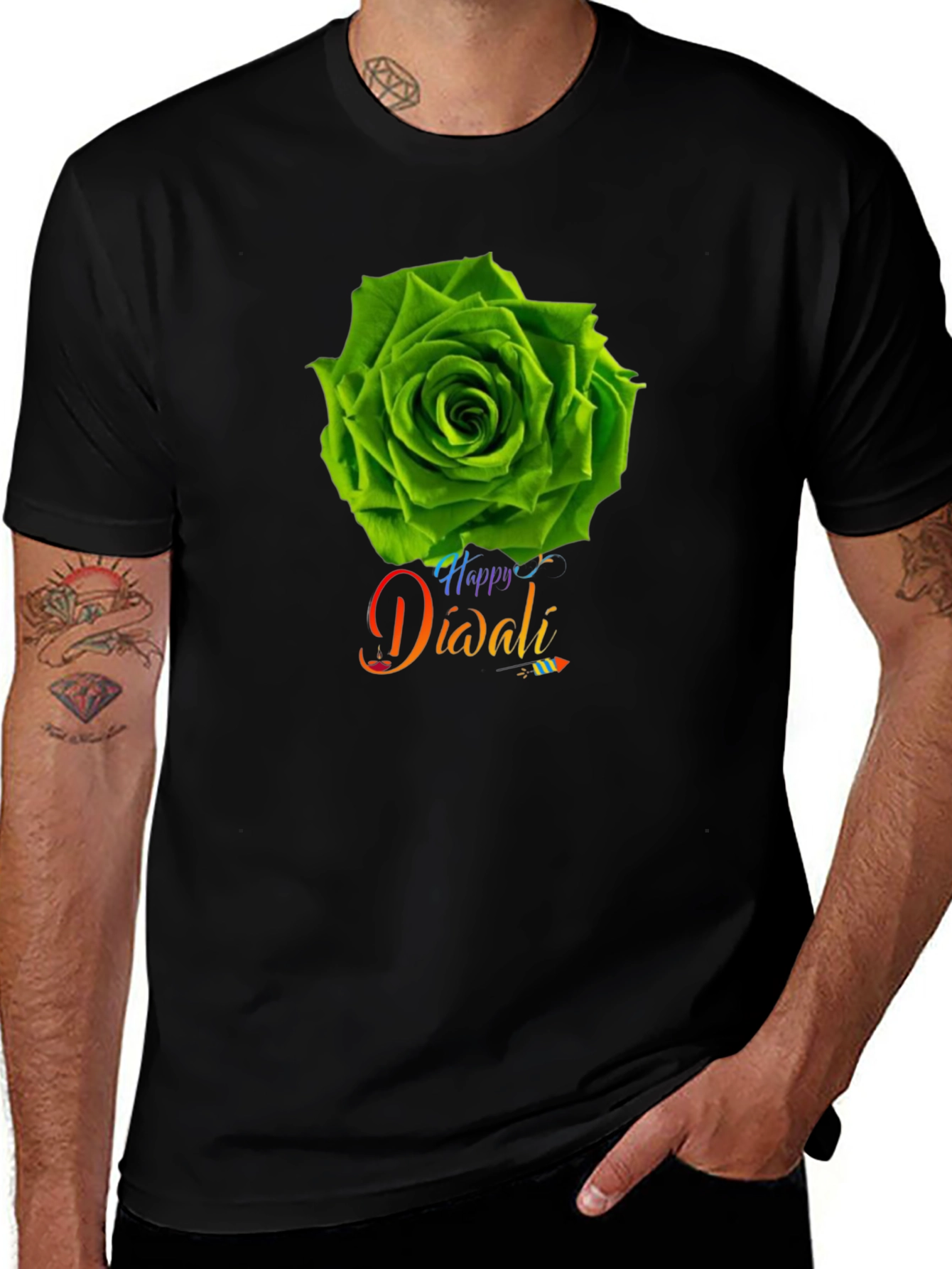 Happy Diwali Green Rose T-Shirt