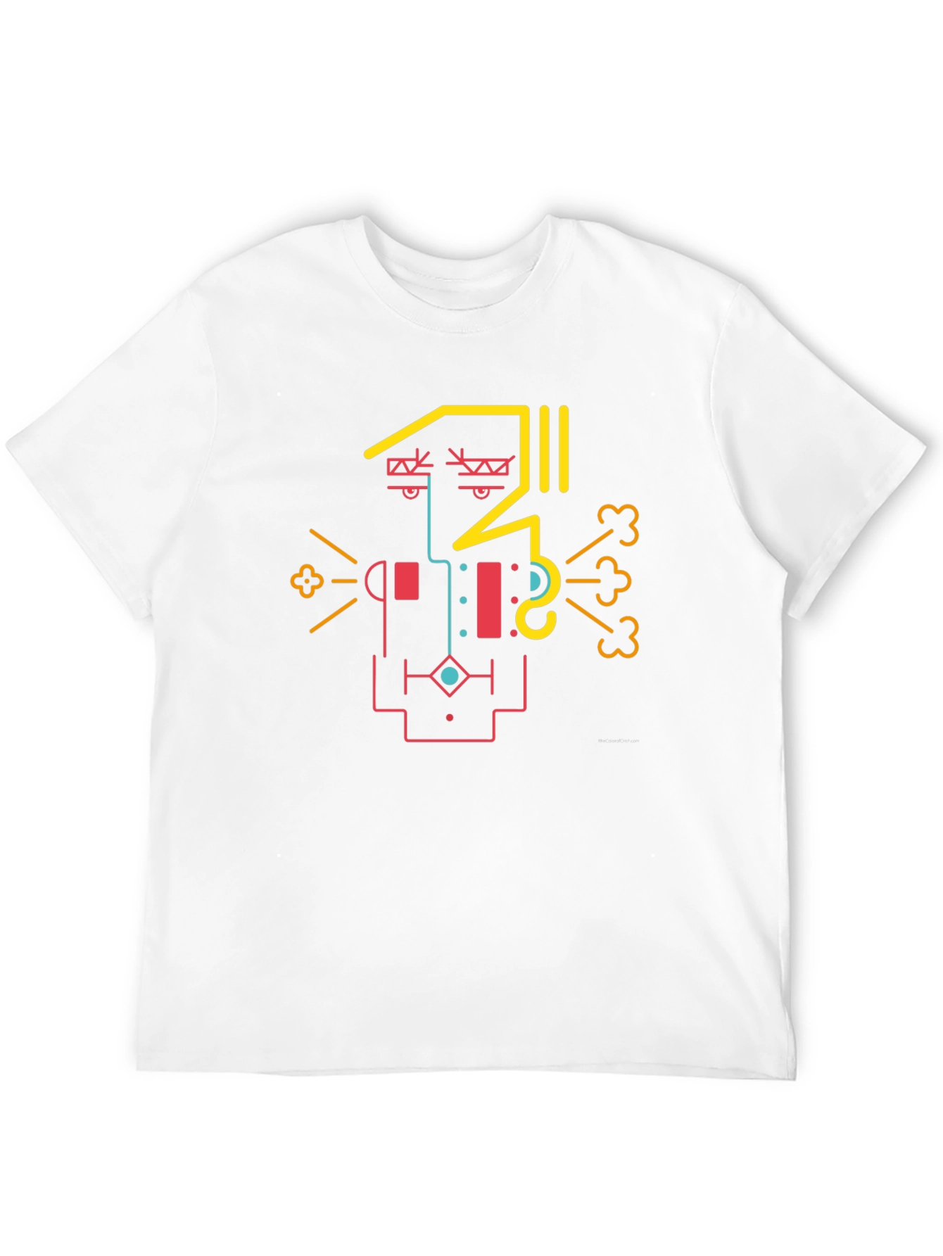 Abstract Geometric Face Graphic Tee - Cool Design Shirt