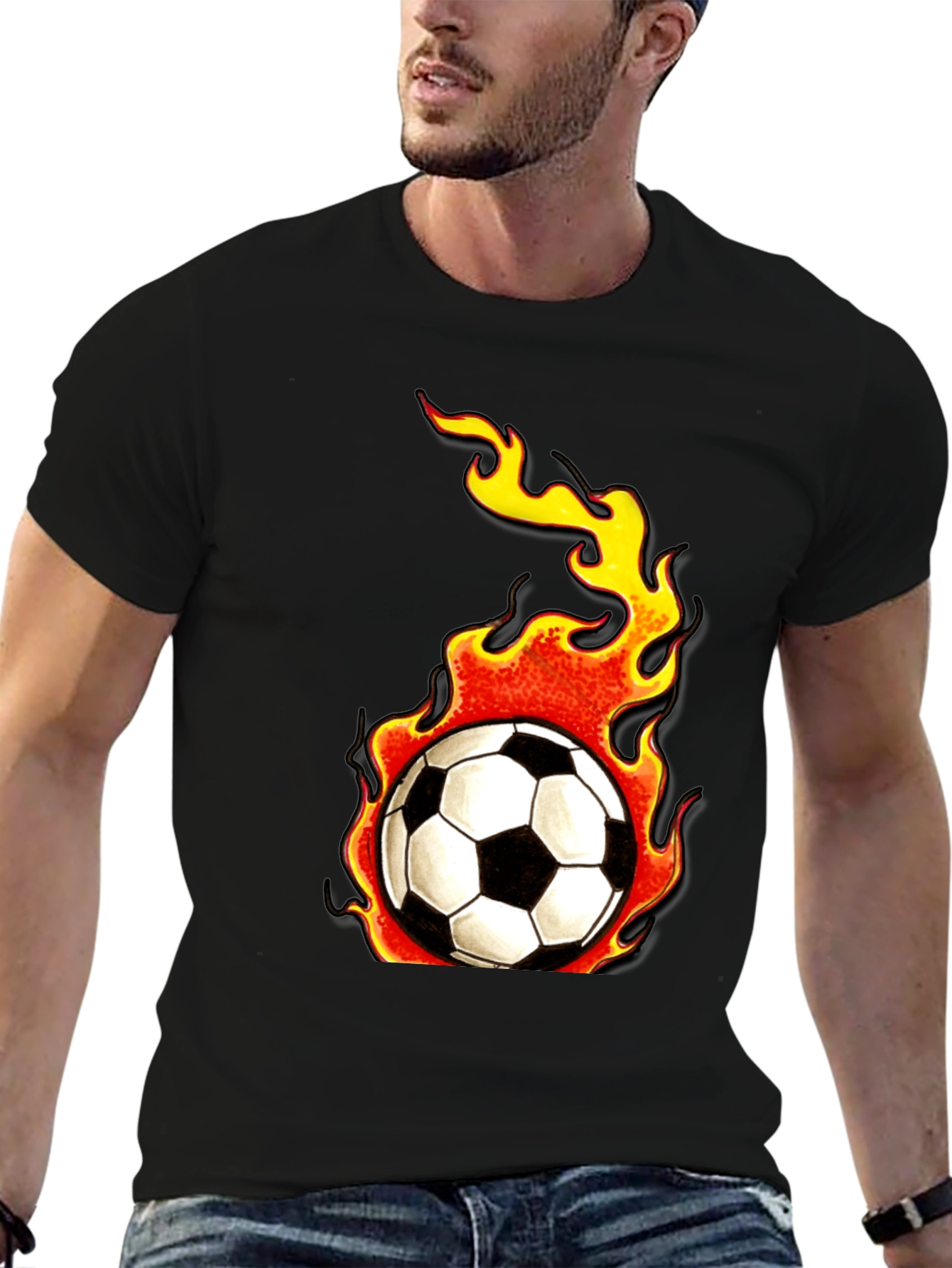 Flaming Soccer Ball Graphic Tee