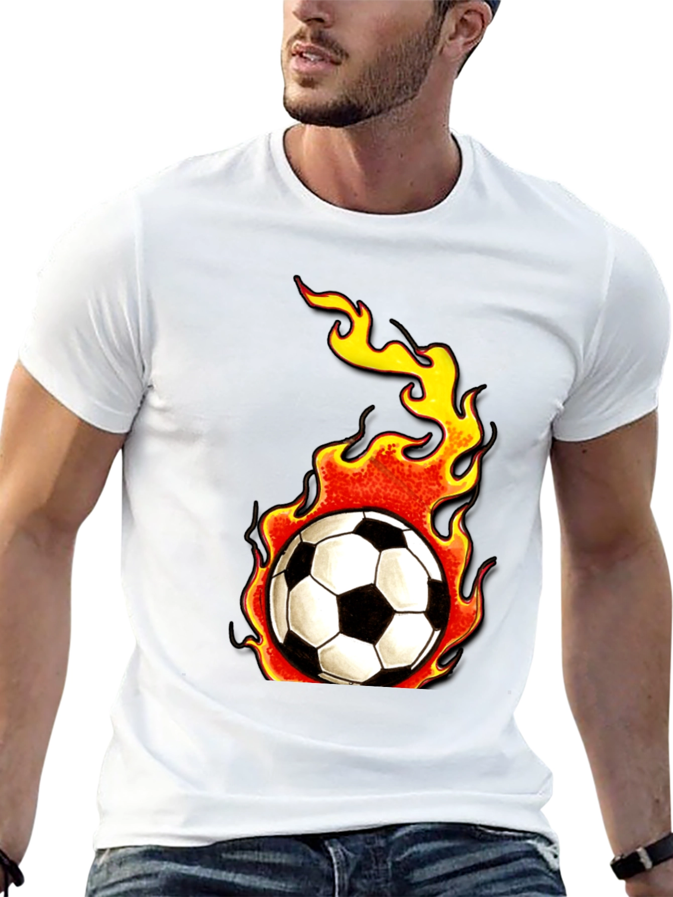 Flaming Soccer Ball Graphic Tee