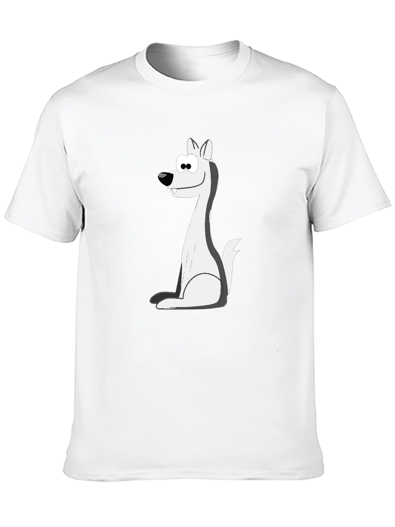 Cartoon Wolf Graphic Tee - Black Cotton Blend