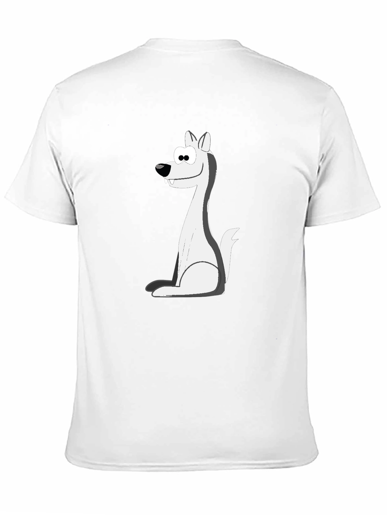 Cartoon Wolf Graphic Tee - Black Cotton Blend