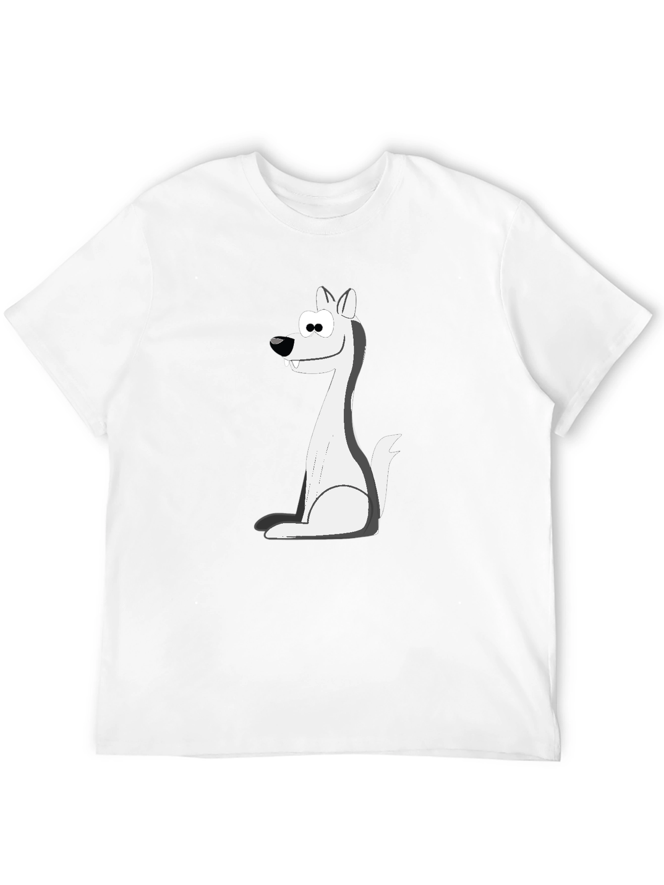 Cartoon Wolf Graphic Tee - Black Cotton Blend
