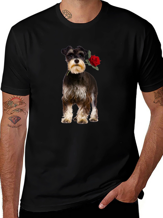 Schnauzer with Rose Graphic Tee