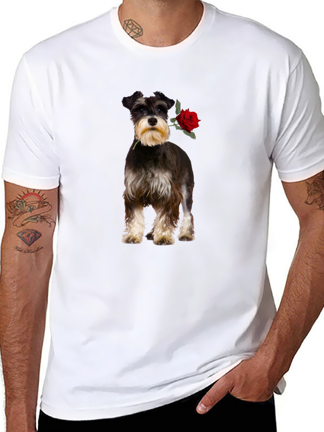 Schnauzer with Rose Graphic Tee