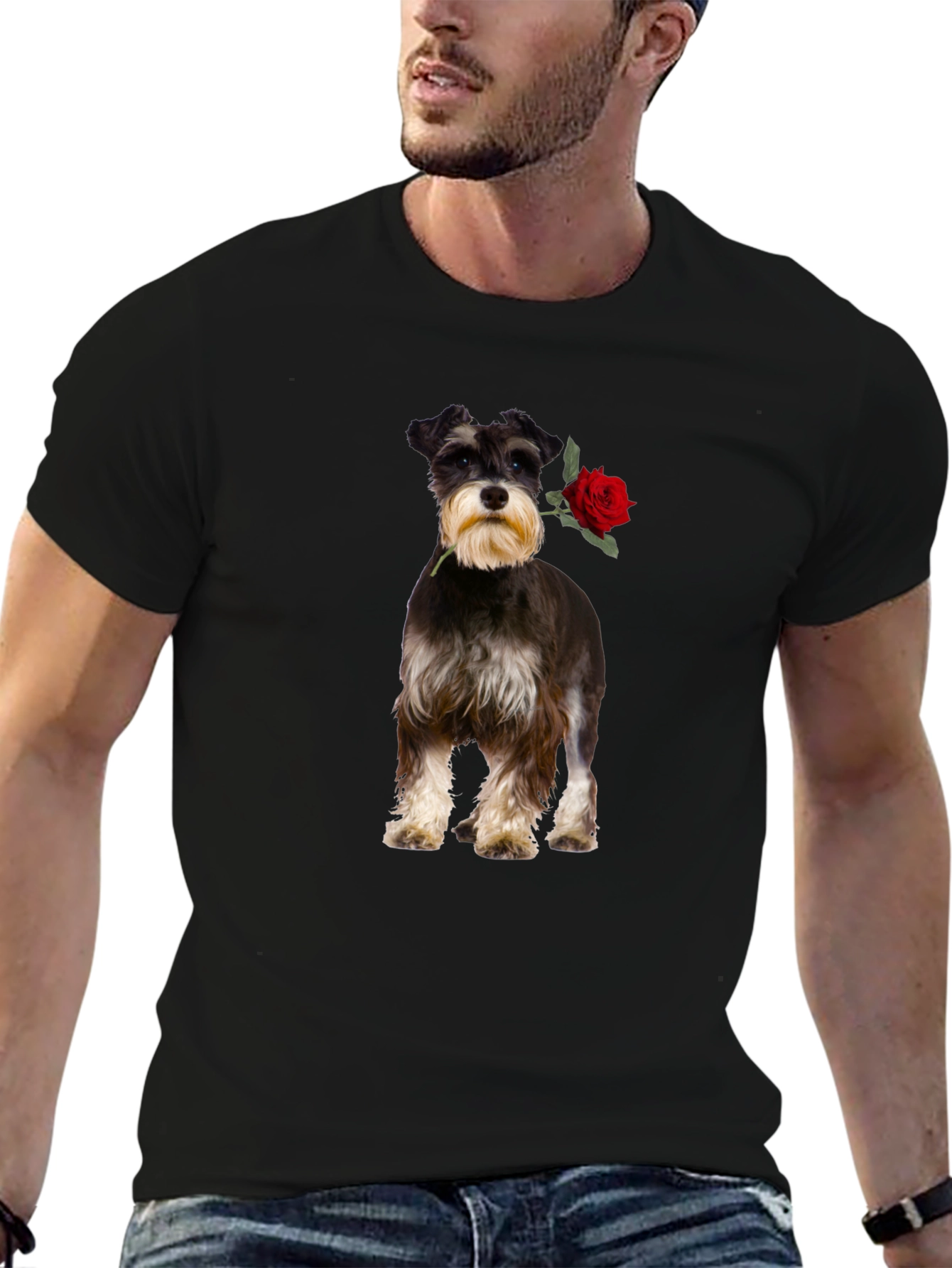 Schnauzer with Rose Graphic Tee
