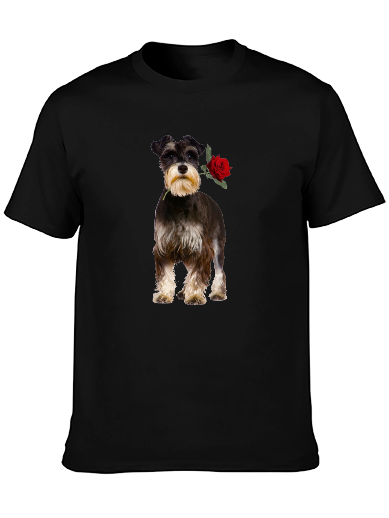 Schnauzer with Rose Graphic Tee